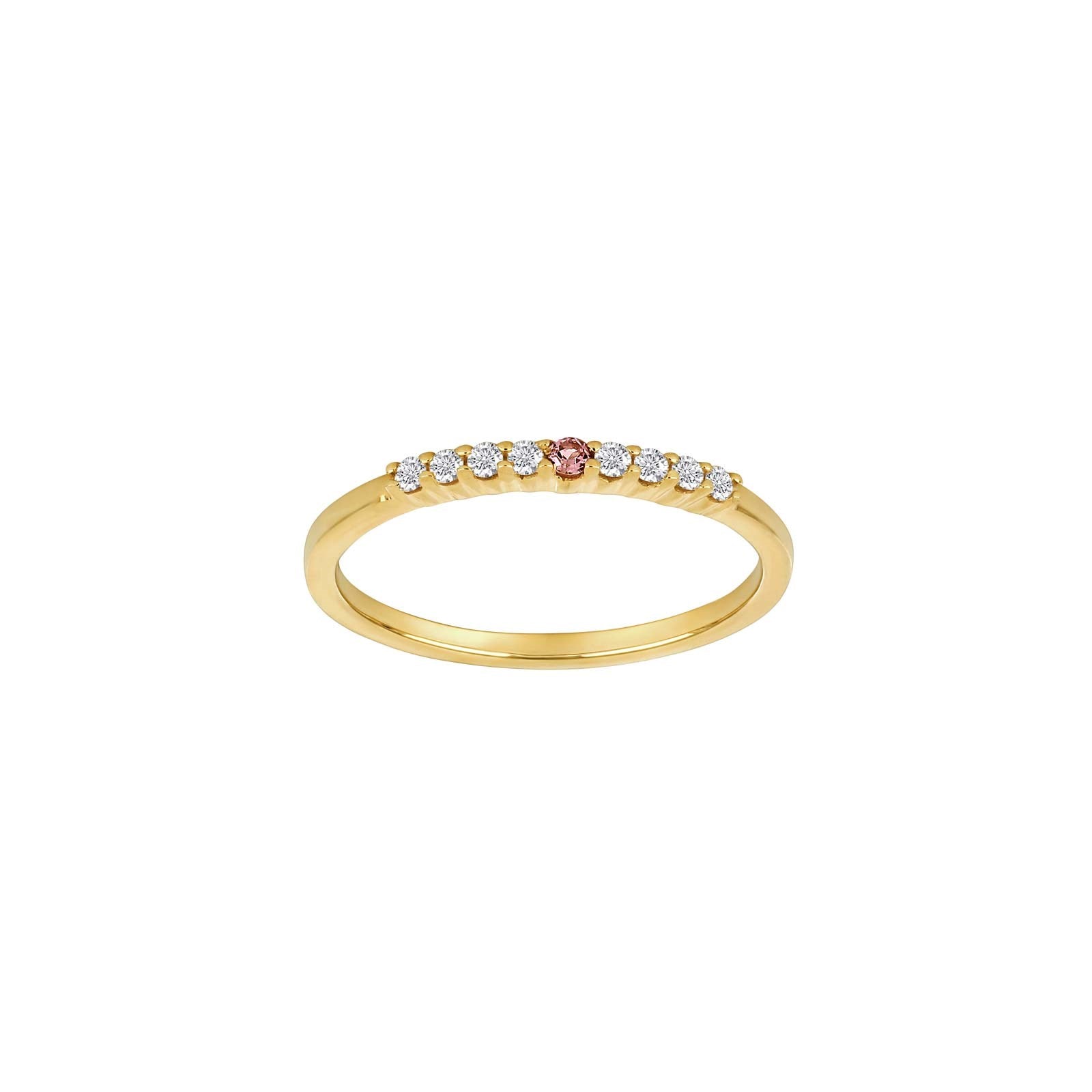 14ct. gold ring w/dia.0.10ct W/SI+pink Tourmaline