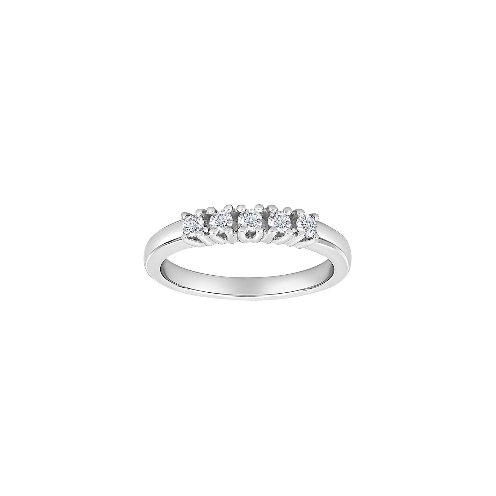 14ct. whitegold alliancering w/dia. 5x0.05ct W/SI
