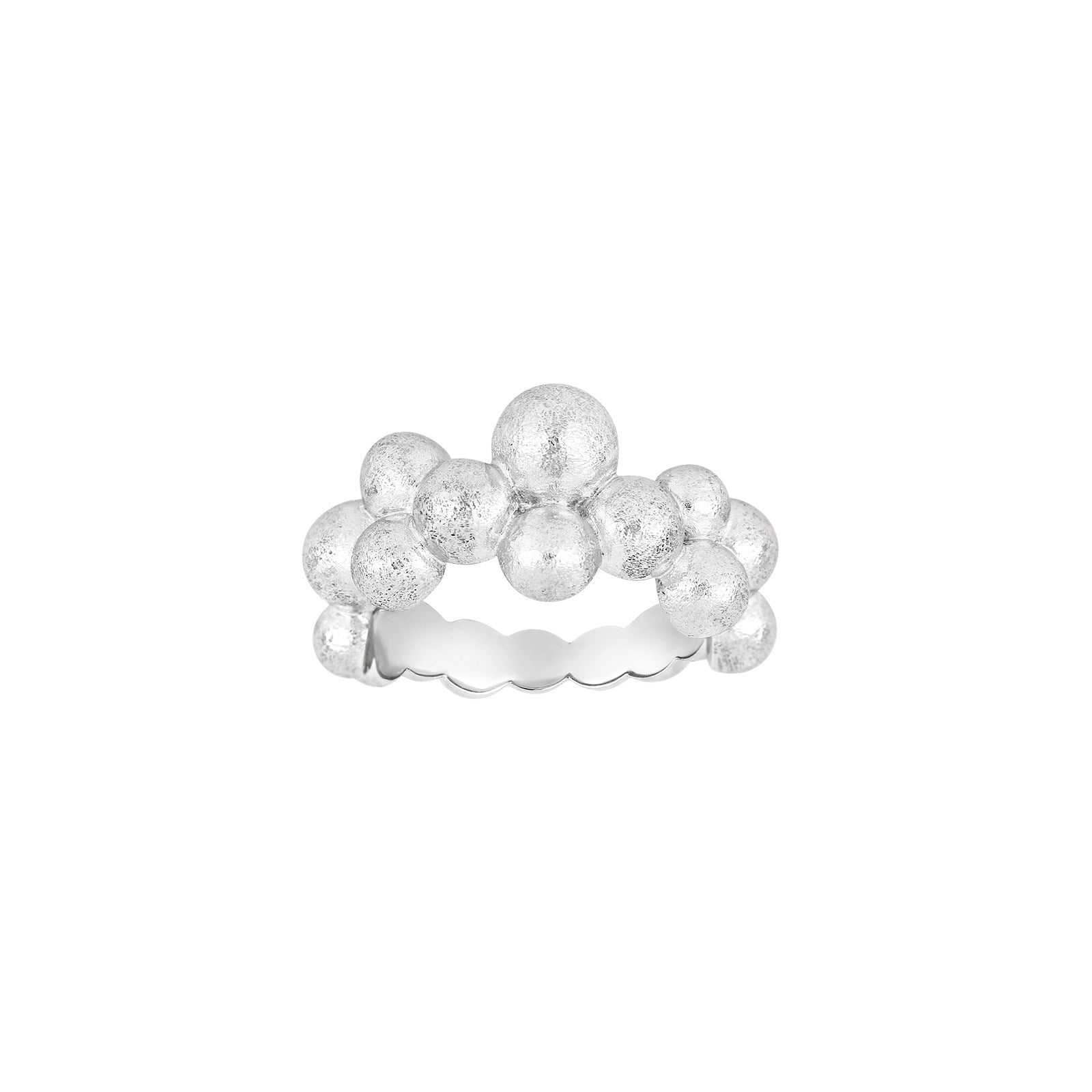 Silver rhodium-plated Bubble ring matte