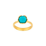 Silver forg. ring Flower small w/turquoise