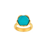 Silver forg. ring Flower large w/turquoise
