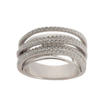 Rhodium-plated silver ring w. vision. zirconia