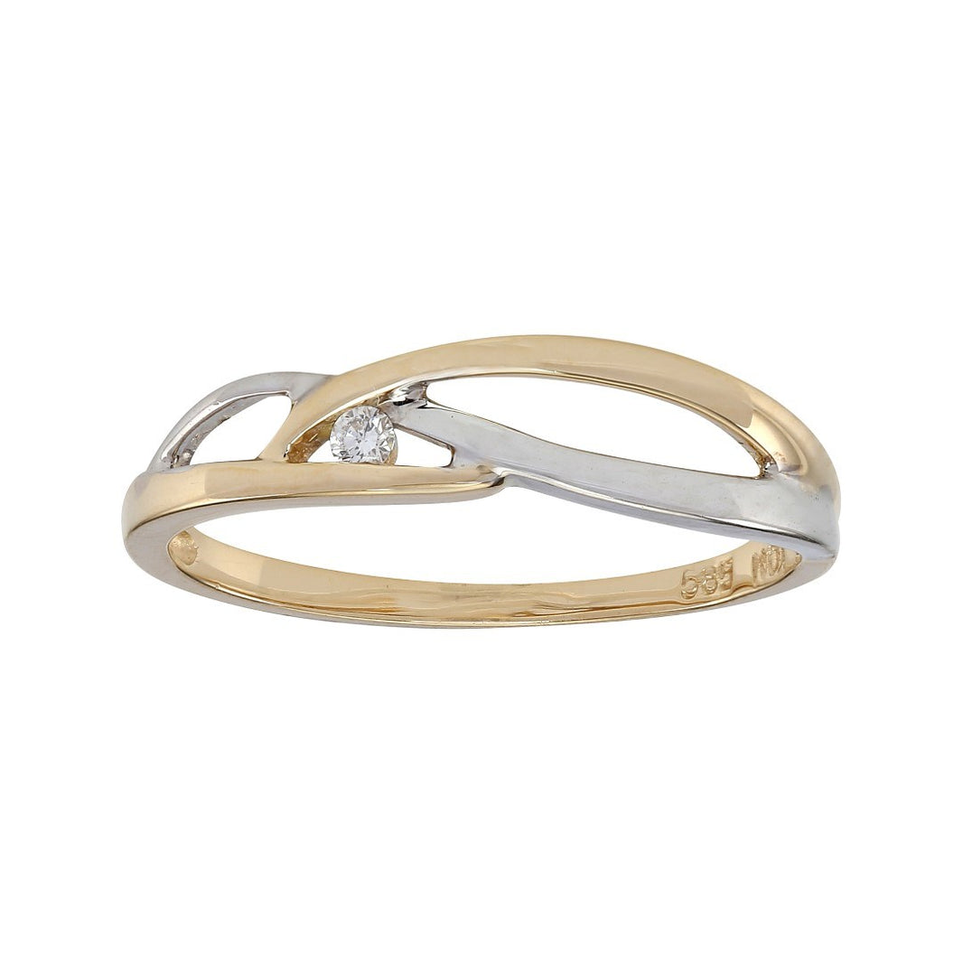 14 carat bicolor gold ring 0,026carat TW/SI