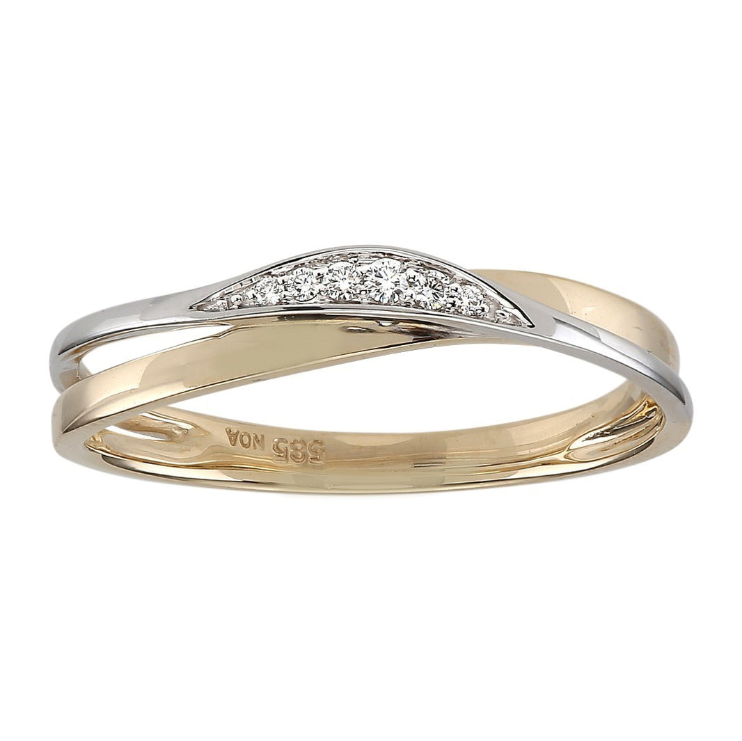 14 carat bicolor gold ring 0,035ct TW/SI