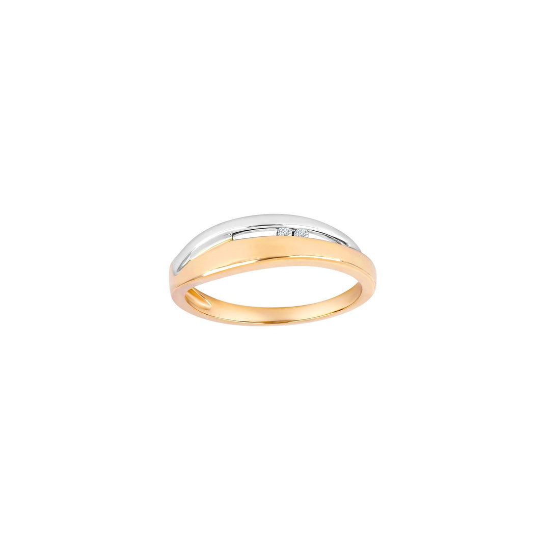 14ct. Goldring, bicolor w/dia 0.02ct W/SI
