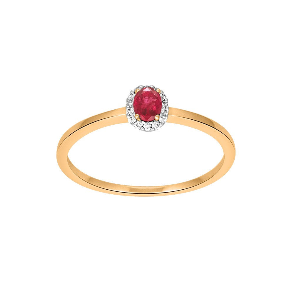 14ct. gold ring w/ruby and dia 0.05ct. W/SI