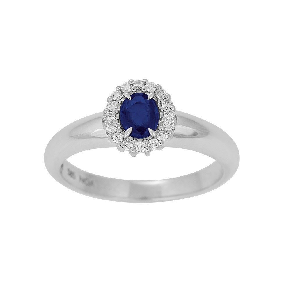 14 kt. gold ring w/sapphire and dia 0.11ct W/SI