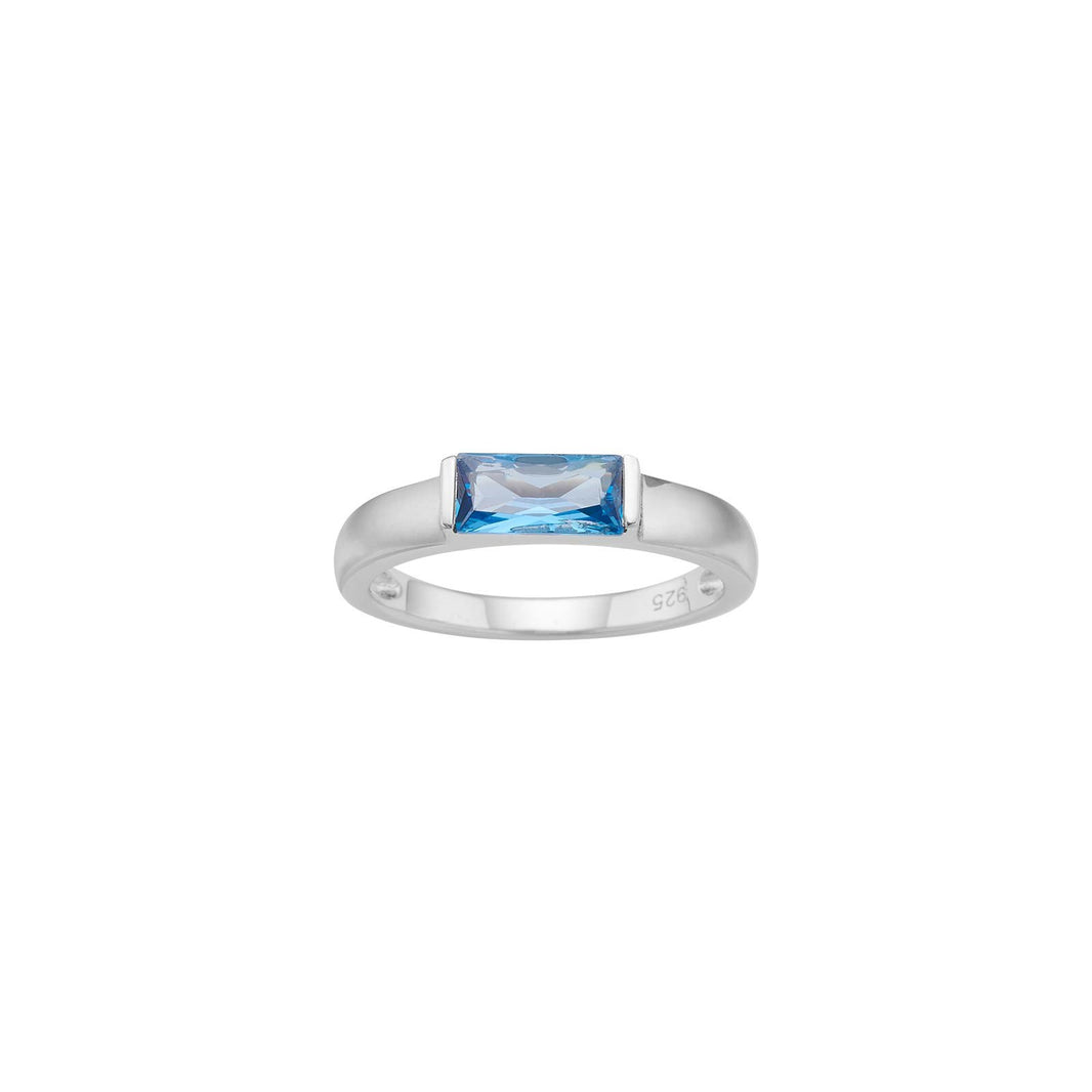 Rhd. silver ring blue FACET52