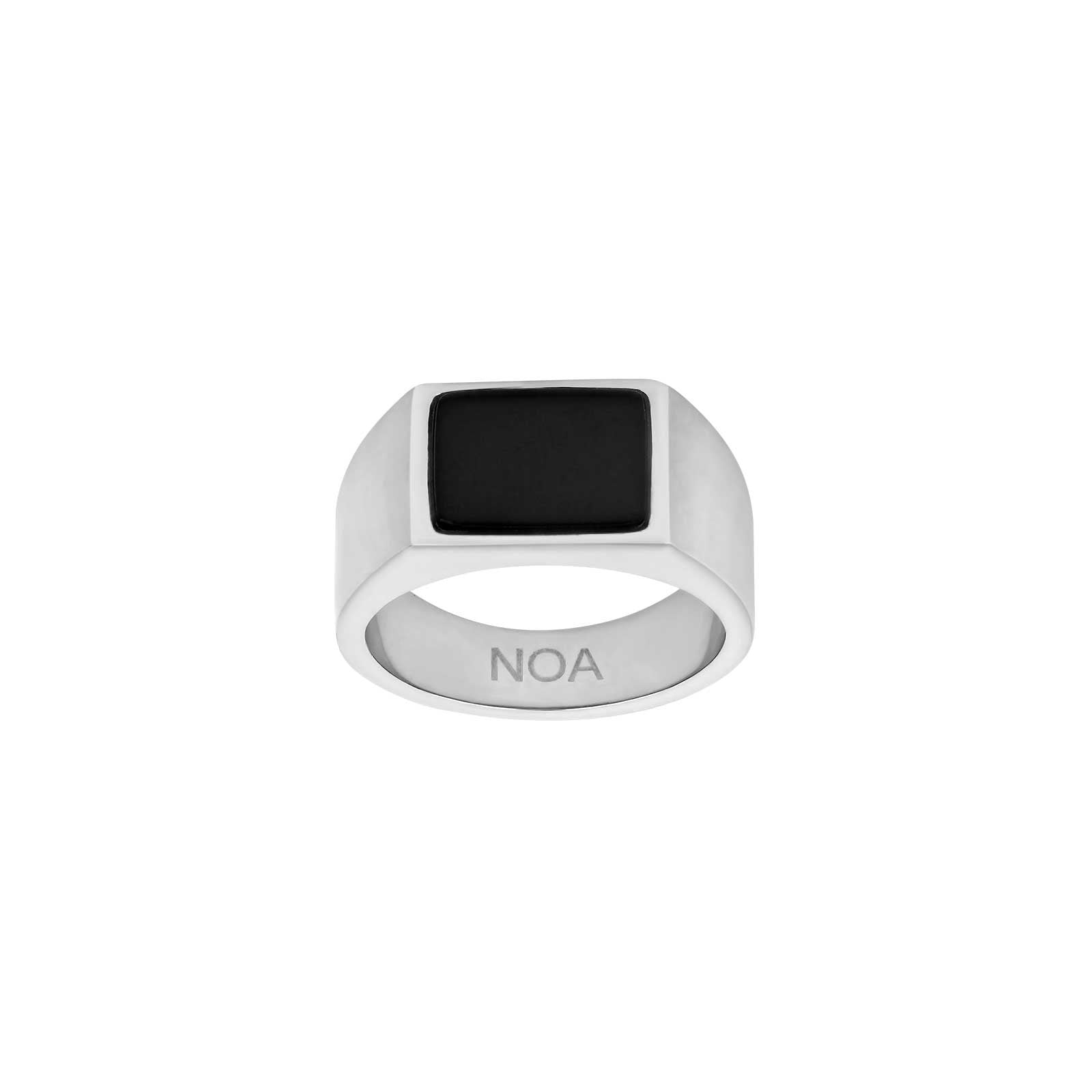 SON steel ring with black agate