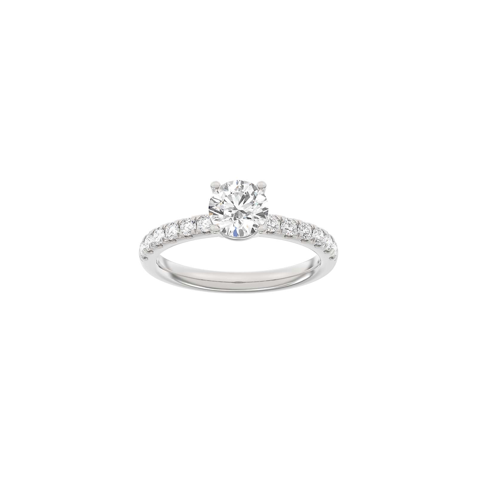 LUXURY Classic round 14kt. gold ring w. Lab. G. dia. 1.4ct TW/VS2