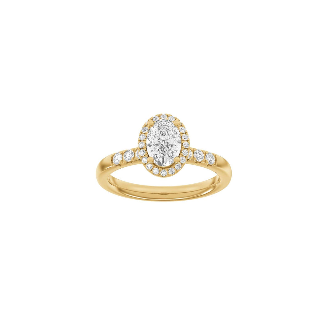 LUXURY Halo oval 14kt. guldsring m. Lab. G. dia. 1,32ct TW/VS2