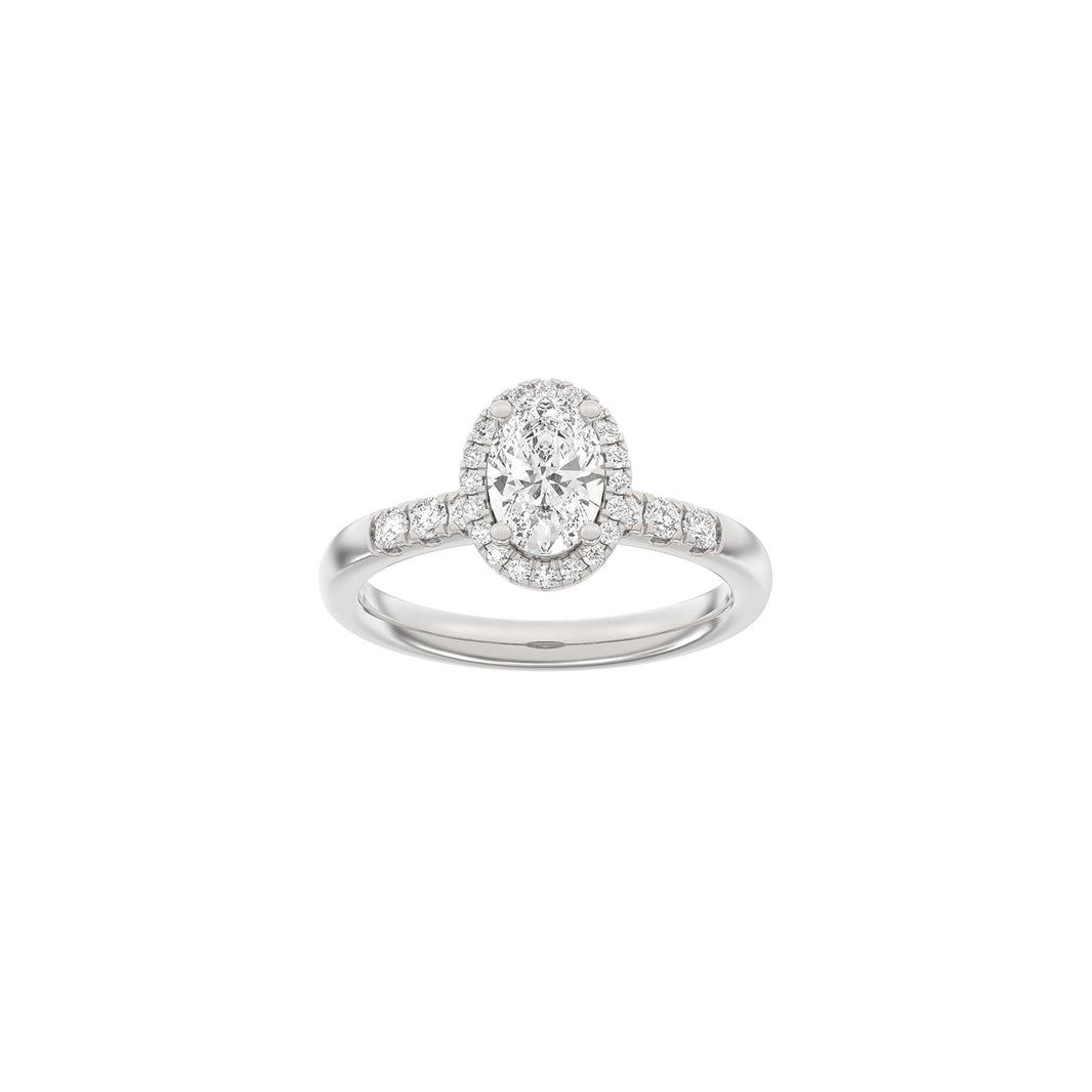 LUXURY Halo oval 14kt. guldsring m. Lab. G. dia. 1,32ct TW/VS2