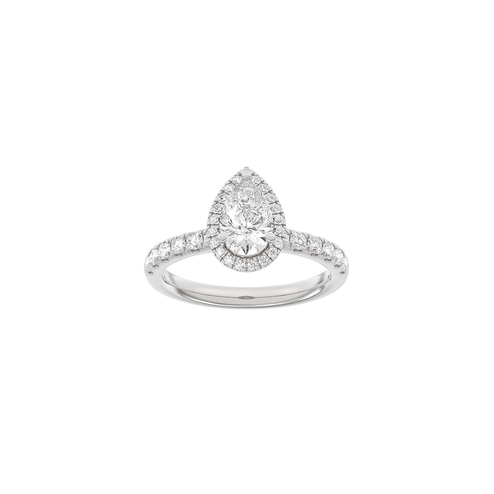 LUXURY Halo drop 14kt. gold ring w. Lab. G. dia. 1.52ct TW/VS2