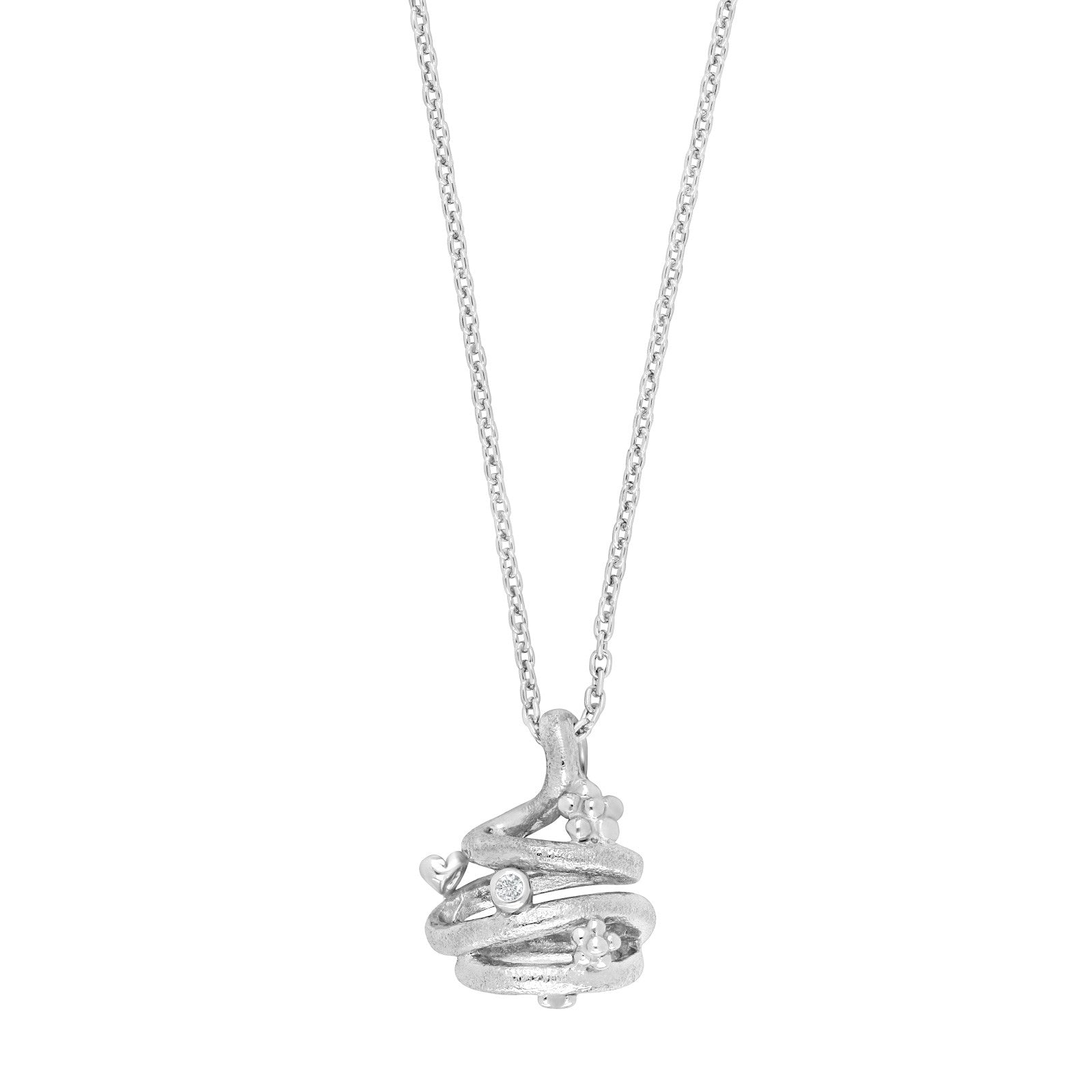 Rhod. silver pendant w/cz incl. chain