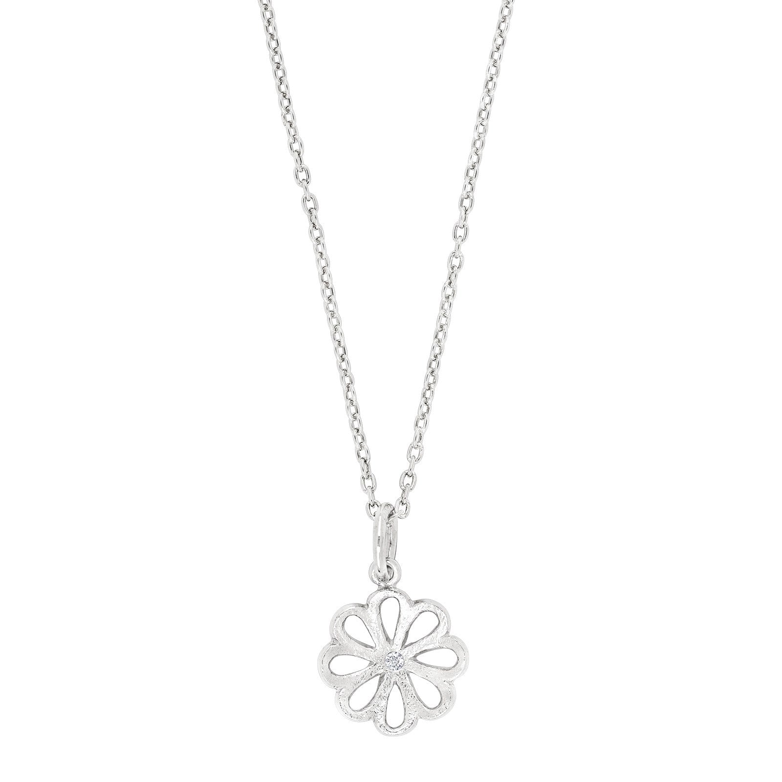 Rhod. silver pendant w/cz incl. chain