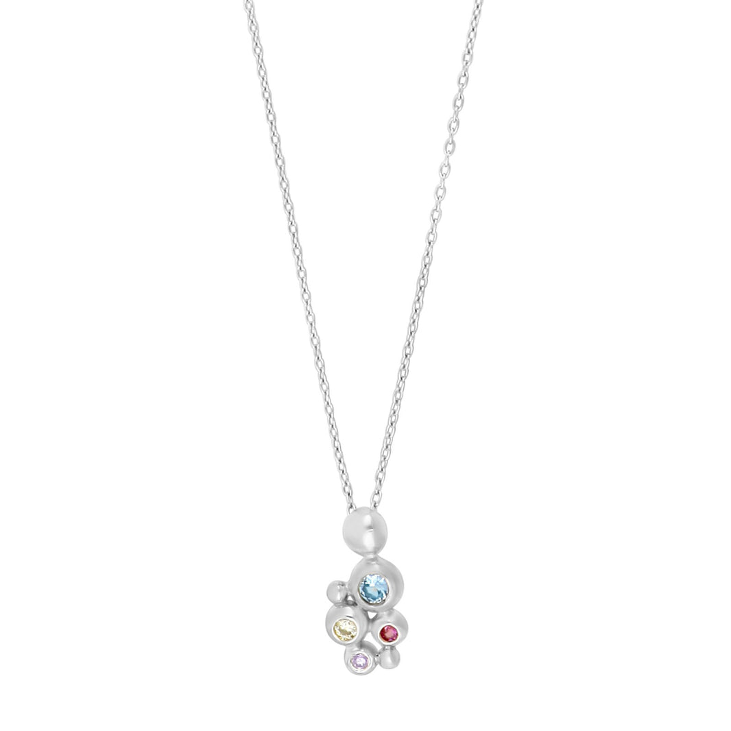 Rhod. silver pendant w/cz incl. chain