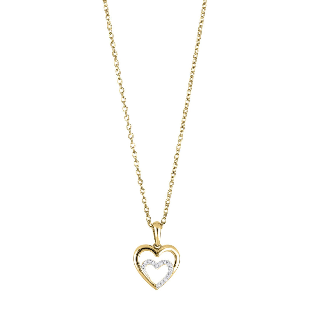14ct. gold heart pendant w/dia. 0.01ct W/SI