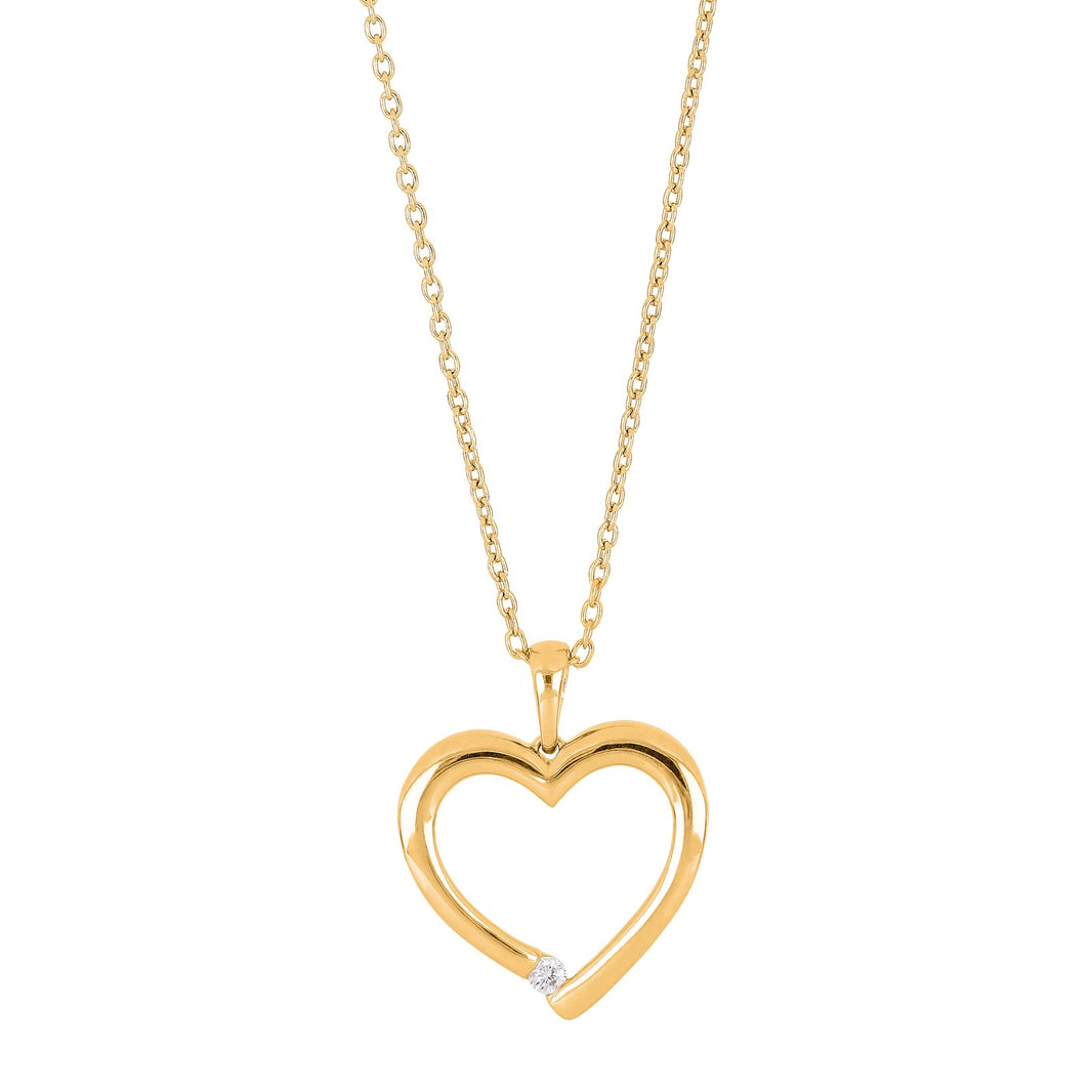 14ct. gold heart pendant w/dia. 0.03ct W/SI