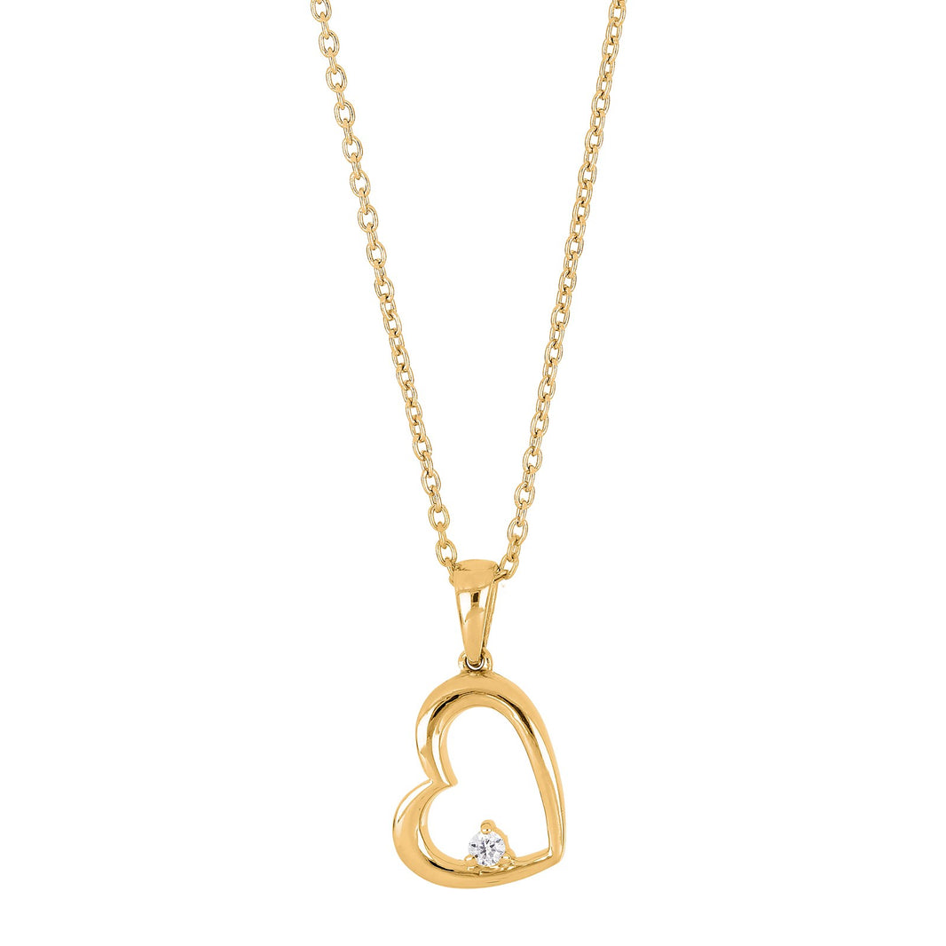 14ct. gold heart pendant w/dia. 0.03ct W/SI