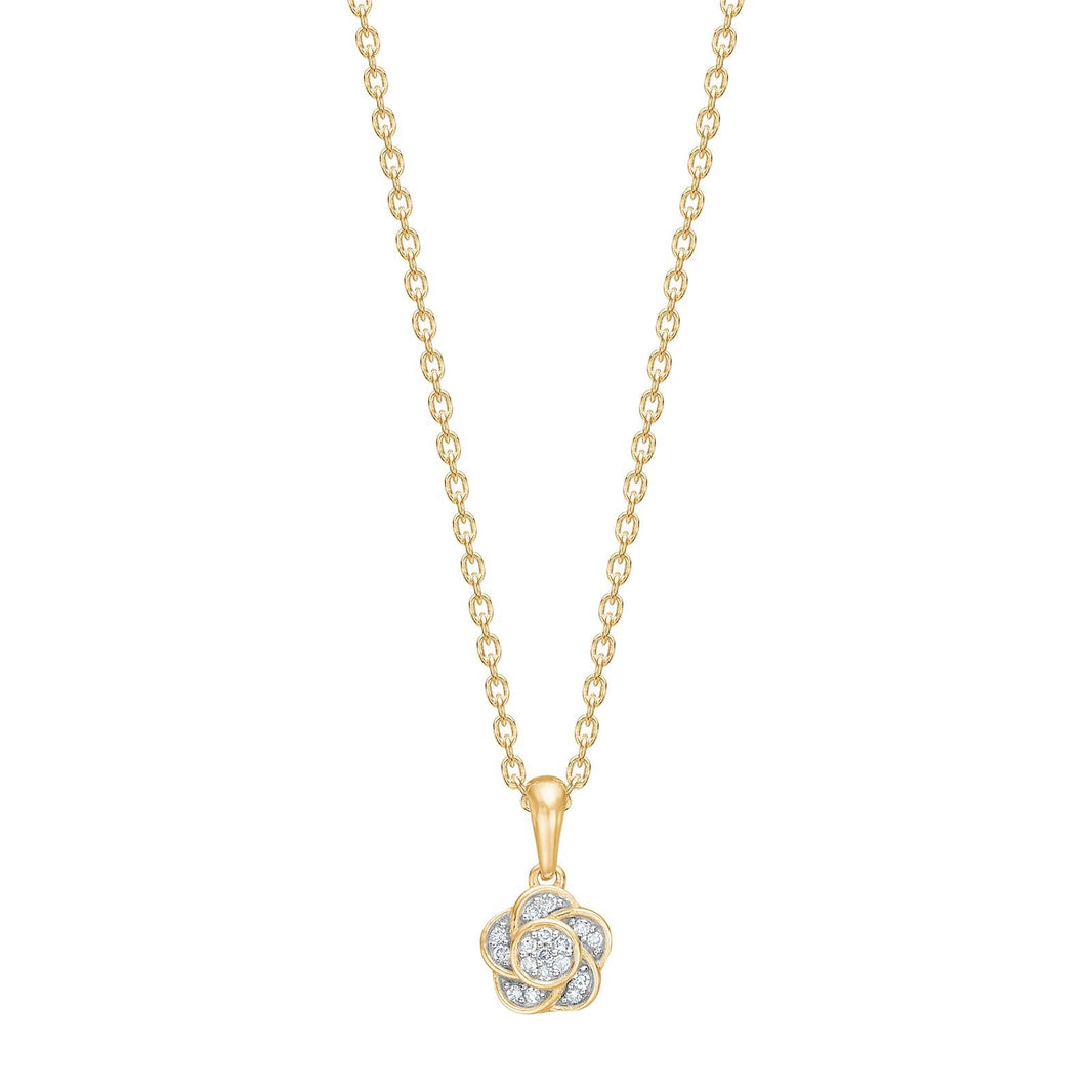 14ct. gold pendant flower w/dia. 0.05ct W/SI