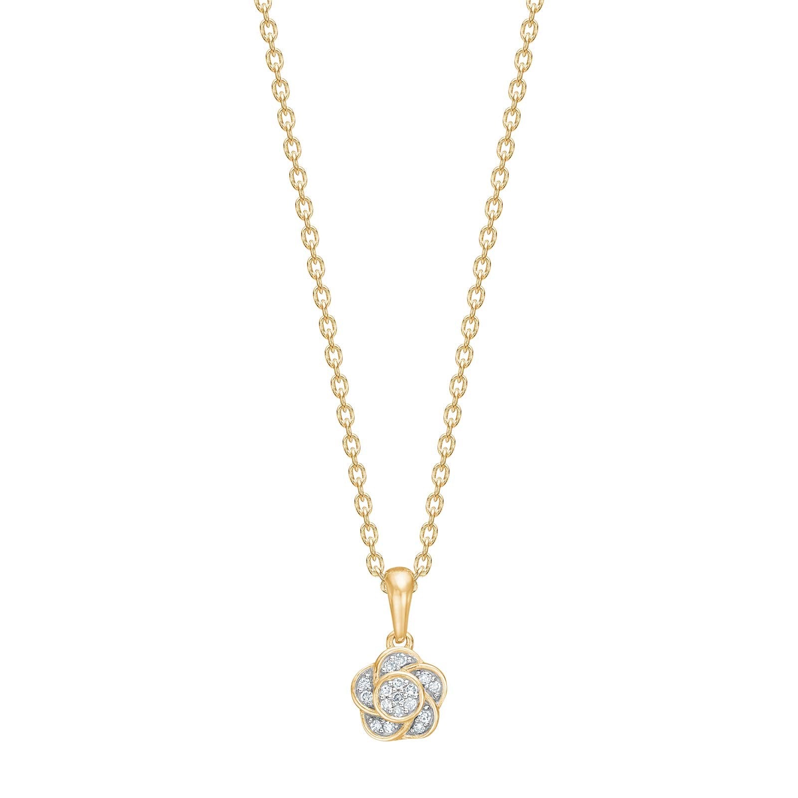 14ct. gold pendant flower w/dia. 0.05ct W/SI