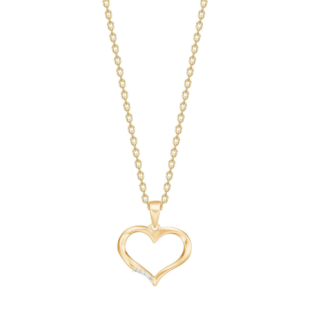 14ct. gold heart pendant w/dia. 0.006ct W/SI