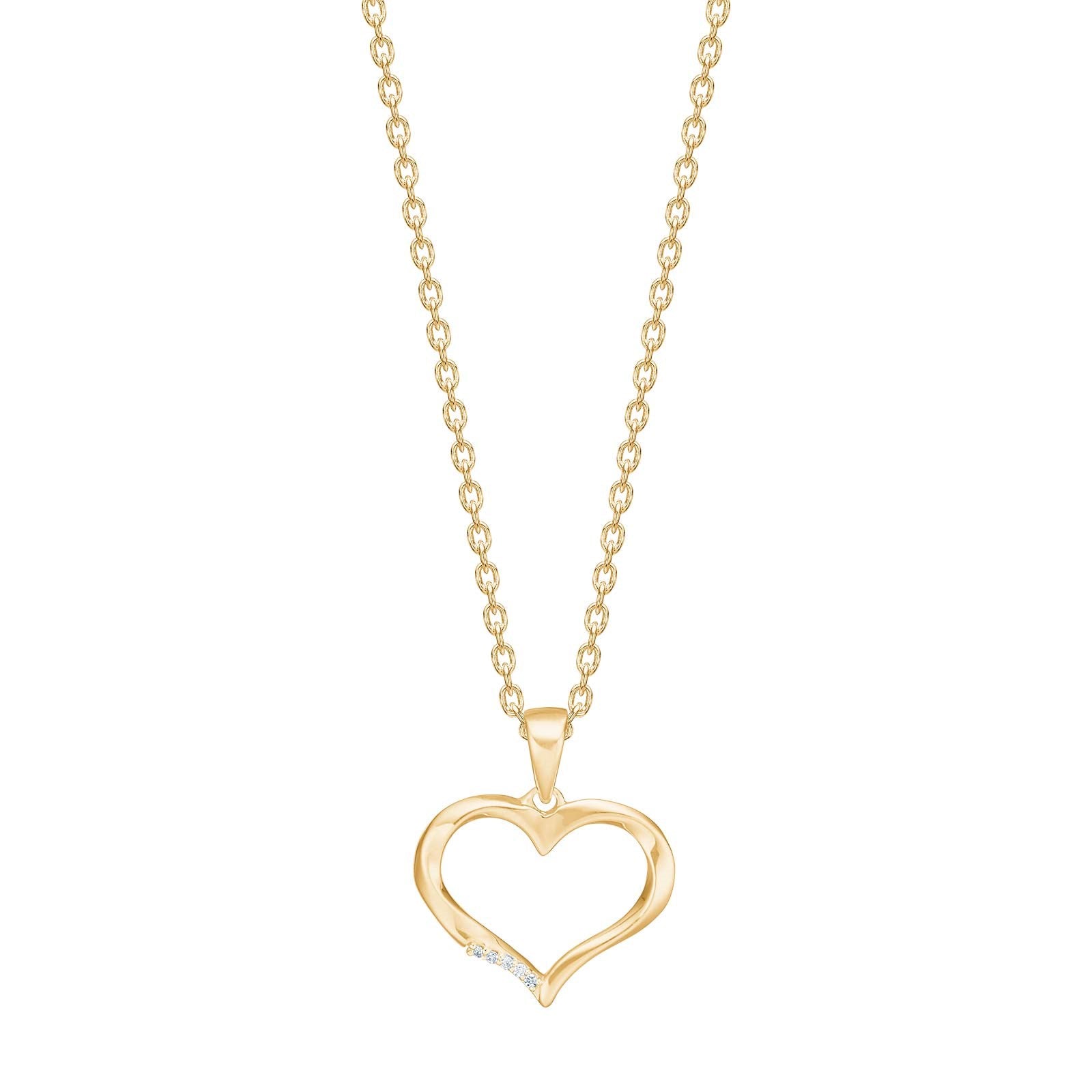14ct. gold heart pendant w/dia. 0.006ct W/SI