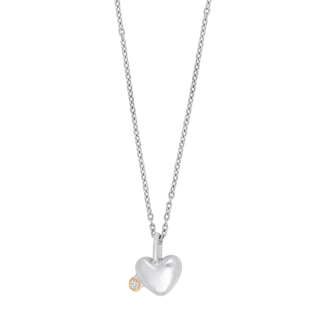 SHAPE Silver rhod. pendant heart w. 14ct+ 0.03ct