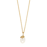 8ct. gold pendant w/pearl + silver gp. chain