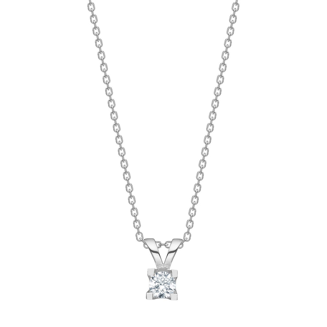 Rhod. silver pendant with zirconia incl chain