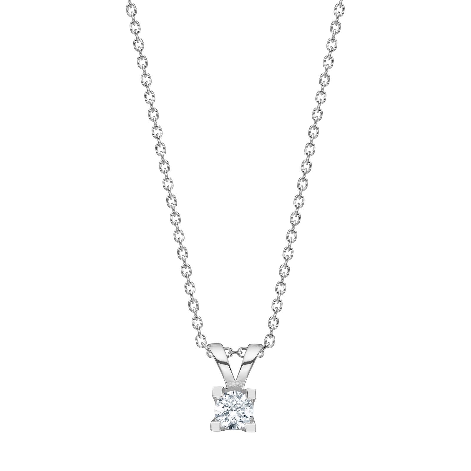 Rhod. silver pendant with zirconia incl chain