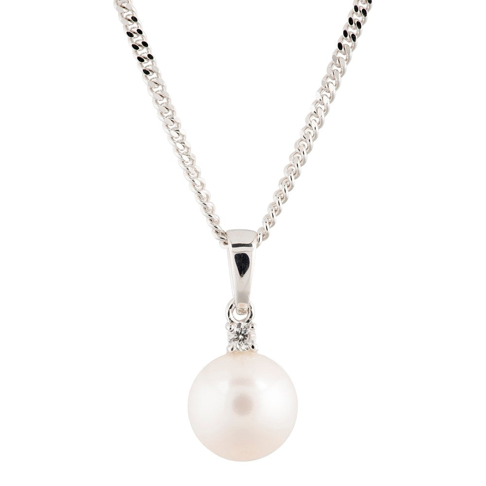 14ct. white gold pendant w. FWP + 0,035ct. TW/SI