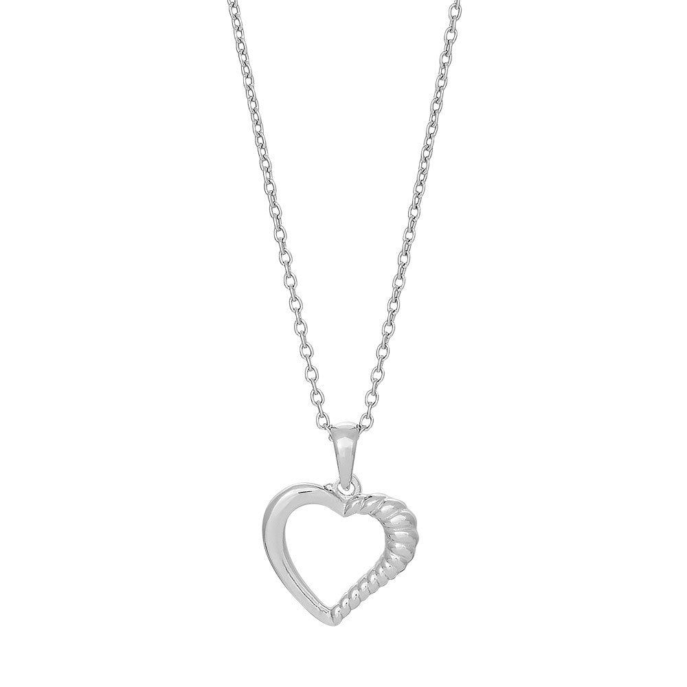 Rhodium-plated silver pendant heart incl. chain