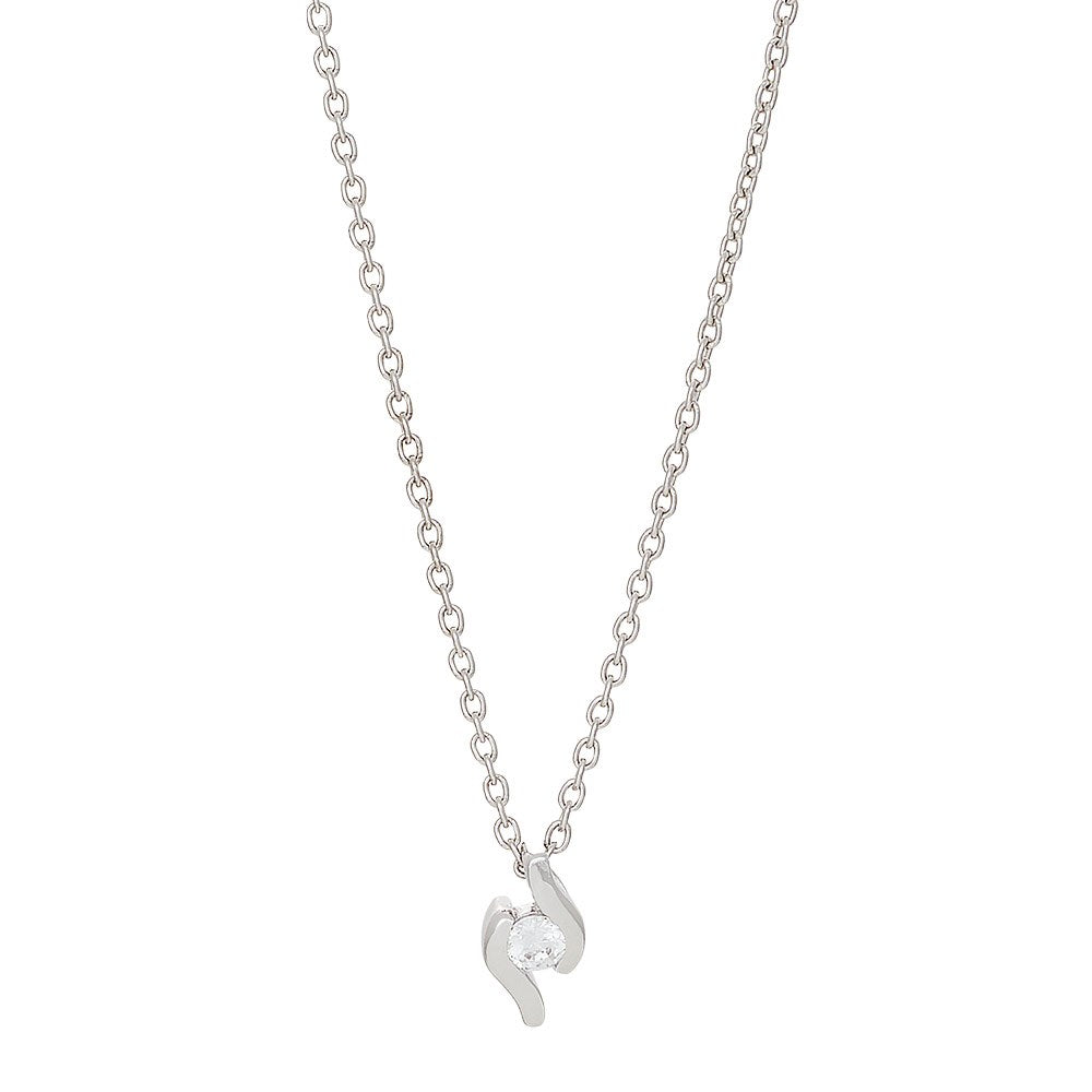 Rhodium-plated silver pendant incl. chain