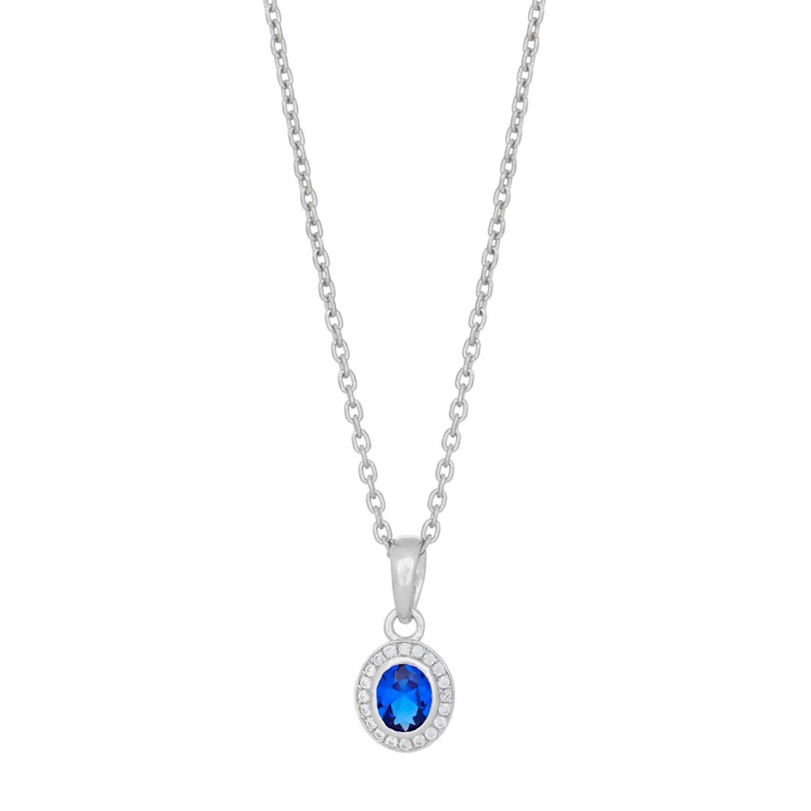 Silver necklace w. cz and synthetic sapphire