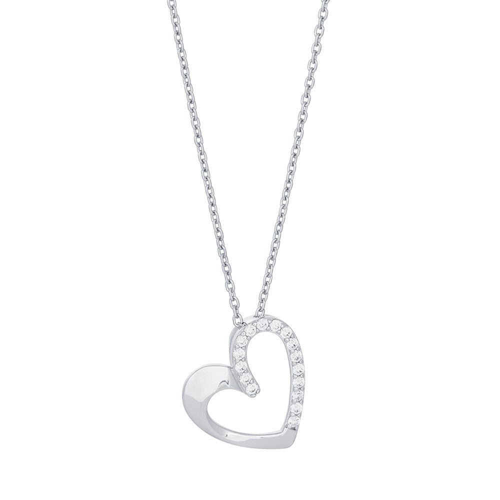 Rhod. Silver necklace w. cz