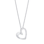 Rhod. Silver necklace w. cz