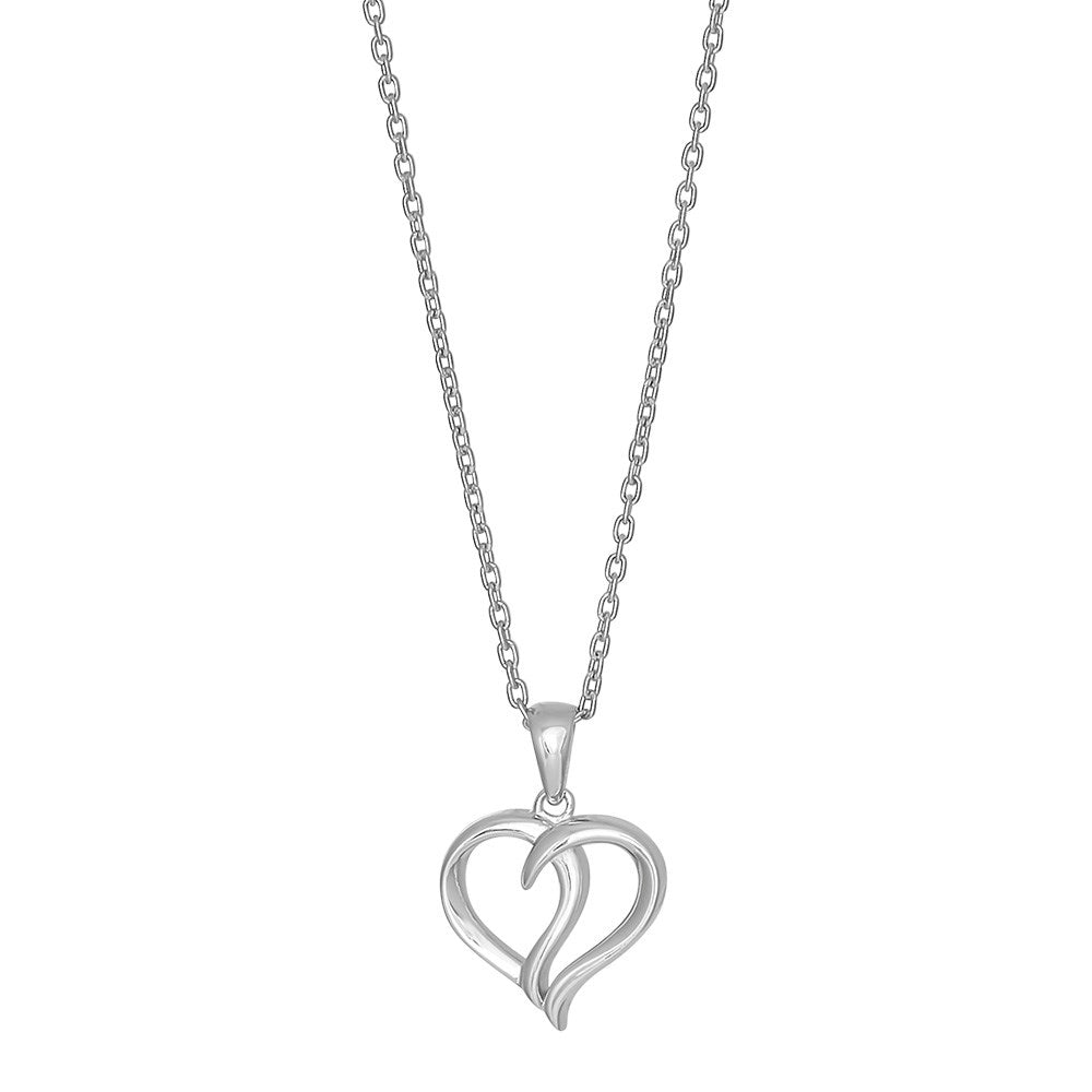 Rhd. silver necklace with a heart pendant