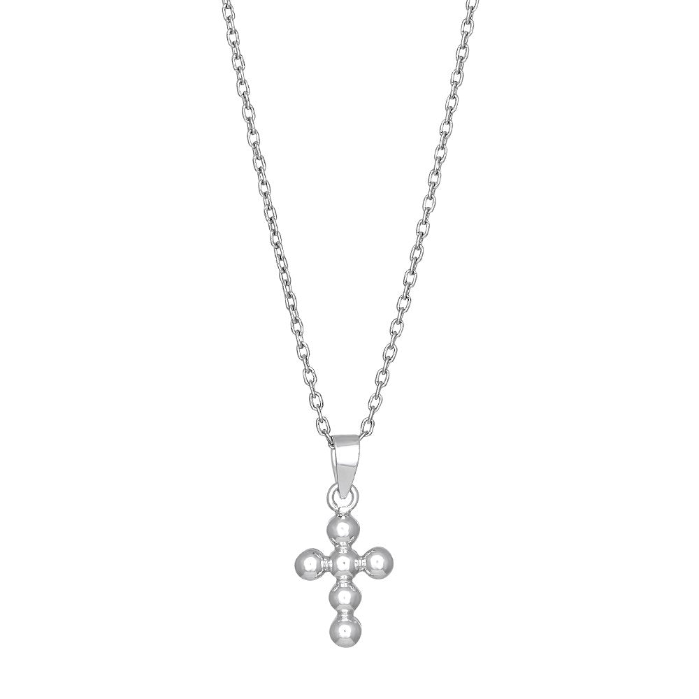 Rhod. silver necklace cross