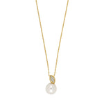 14ct. gold pendant w/dia. 0.045ct W/SI + pearl