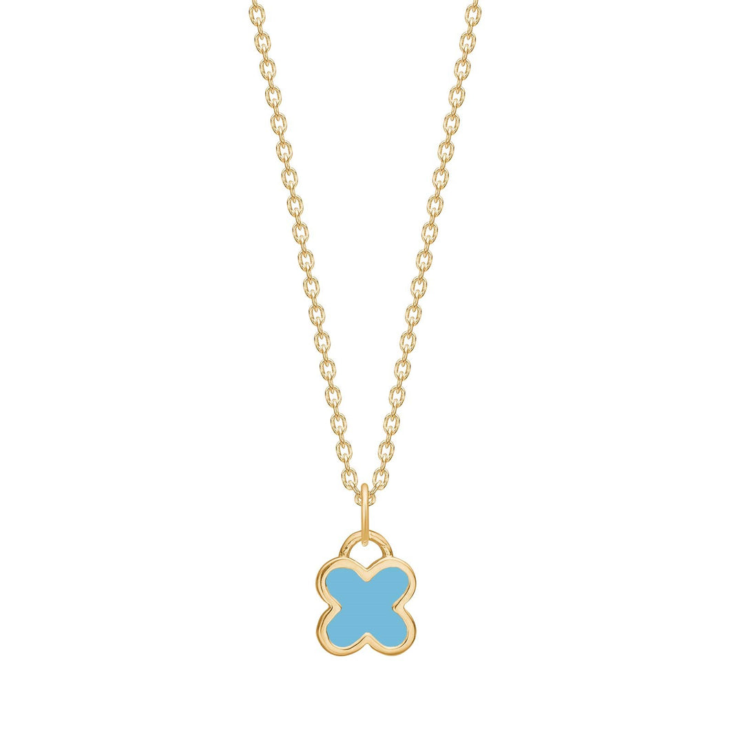 Goldp. silver necklace w. blue epoxy
