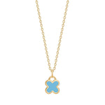 Goldp. silver necklace w. blue epoxy