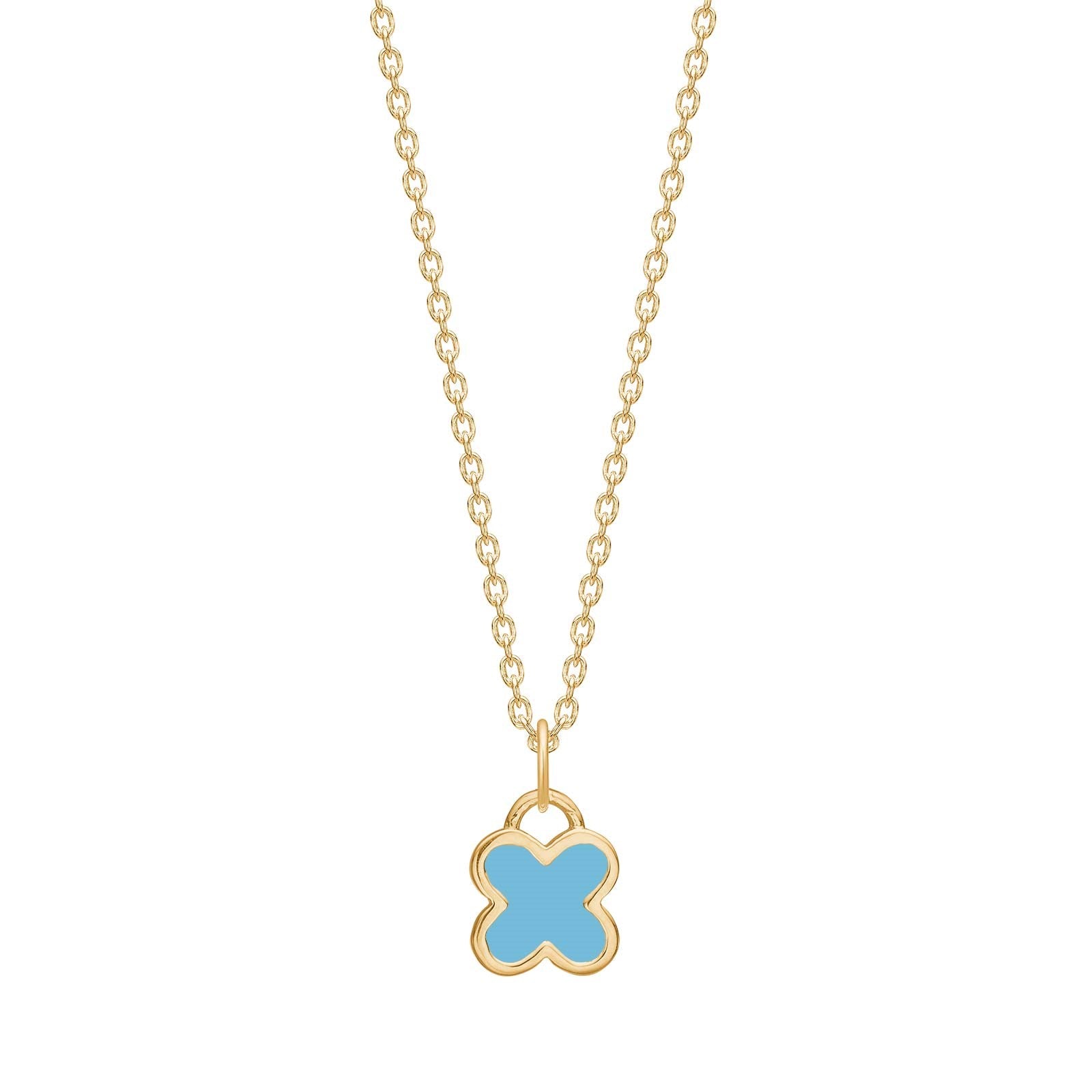 Goldp. silver necklace w. blue epoxy