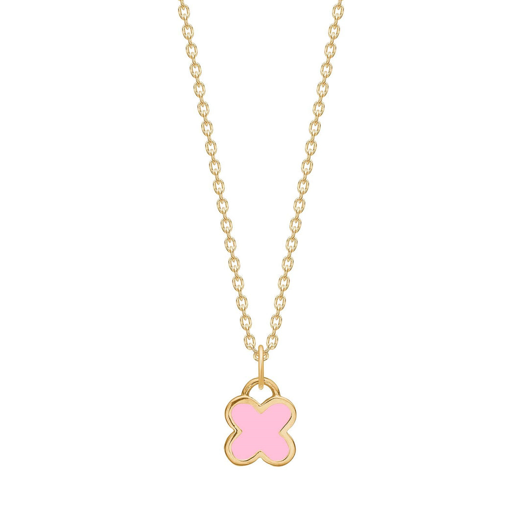 Goldp. silver necklace w. pink epoxy