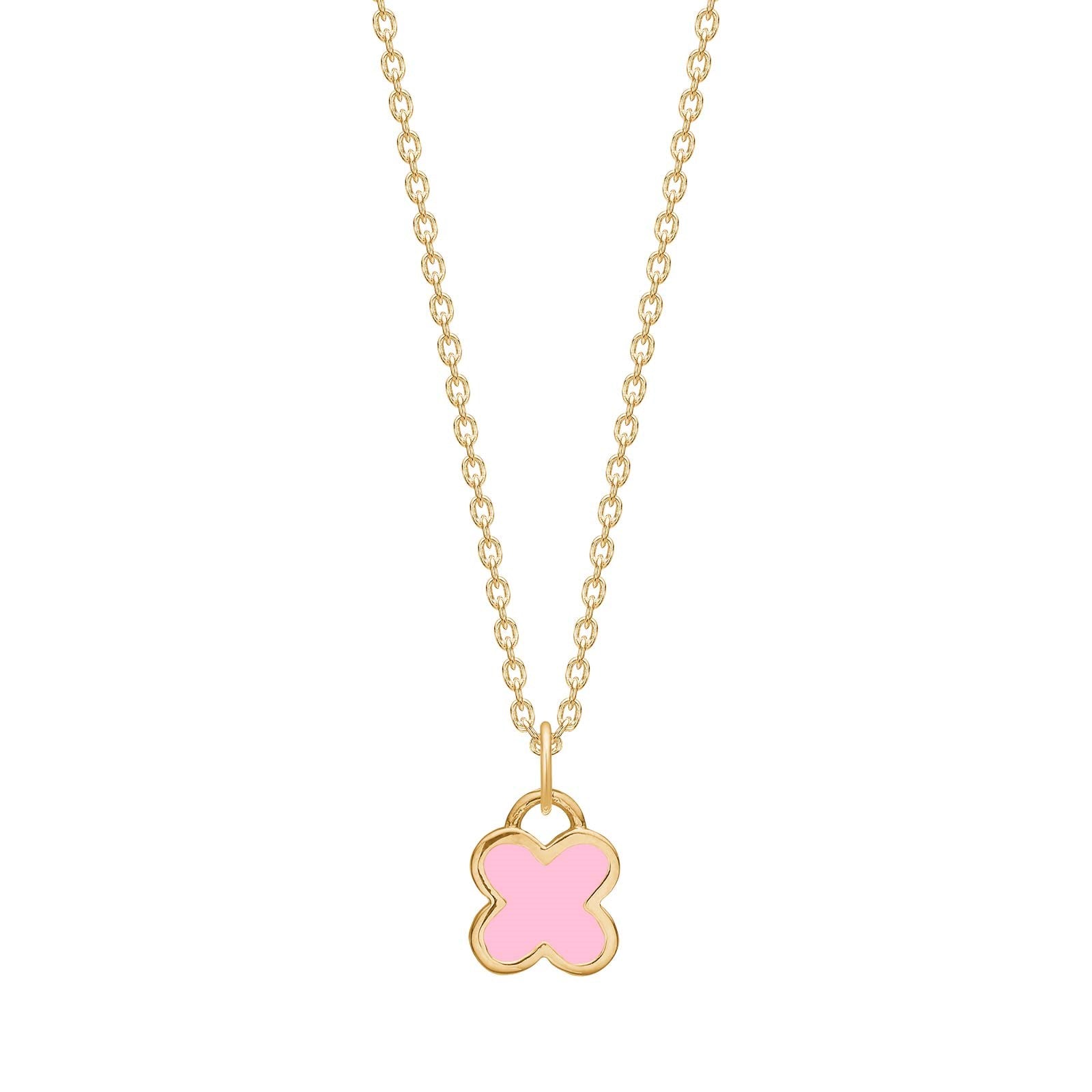 Goldp. silver necklace w. pink epoxy