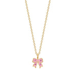 Goldp. silver necklace bow w. cz/epoxy