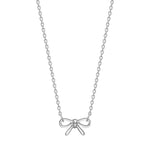 Rhd. silver necklace bow