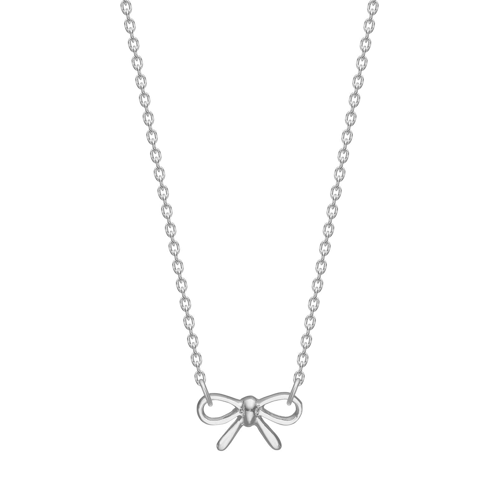 Rhd. silver necklace bow