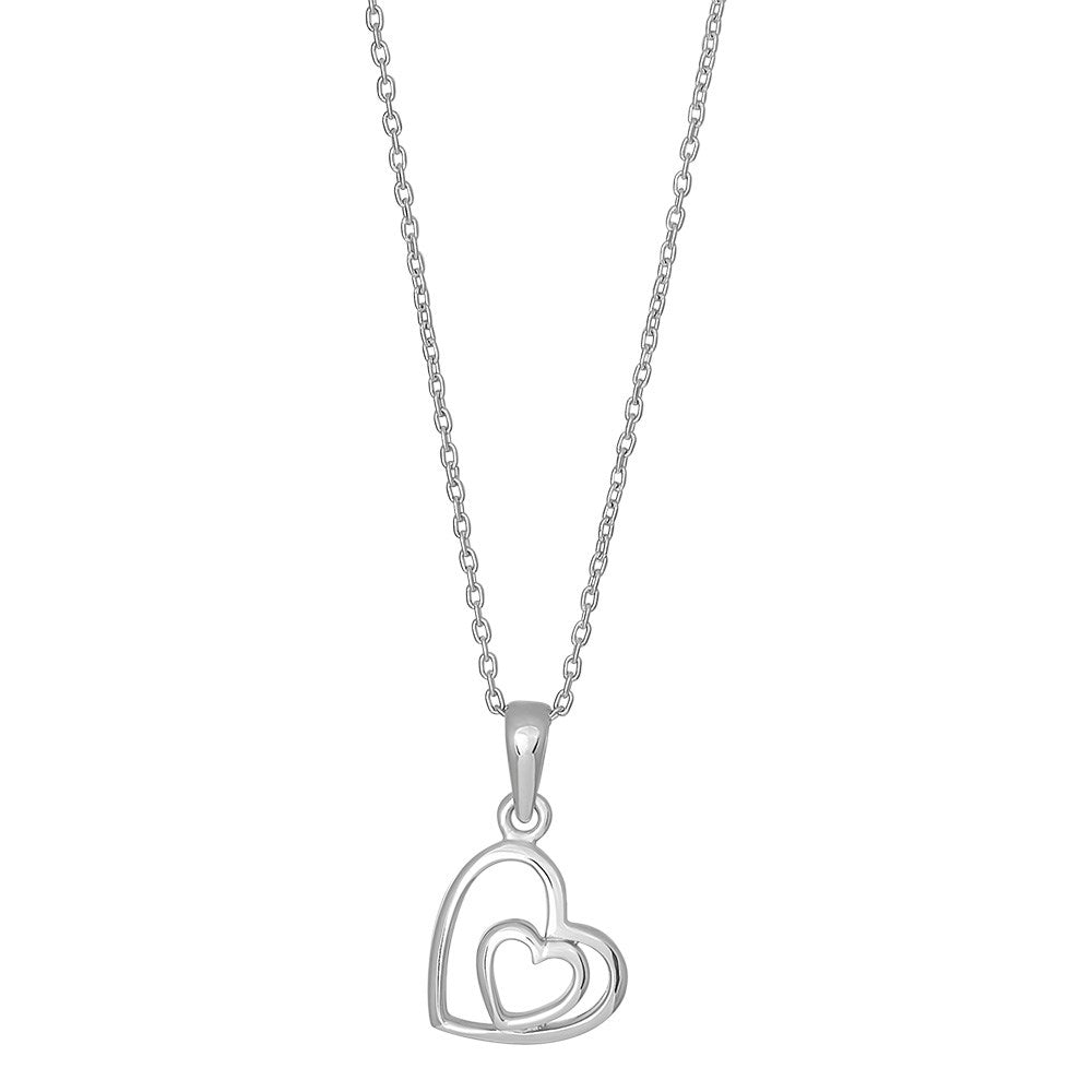 Rhod. silver pendant heart incl. chain