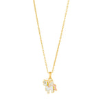 Goldp. silver pendant unicorn w/enamel incl. cha